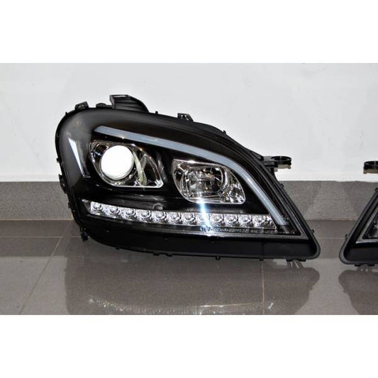 Set Of Headlamps Day Light Mercedes W164 05-08 Led sequential flashing Black
