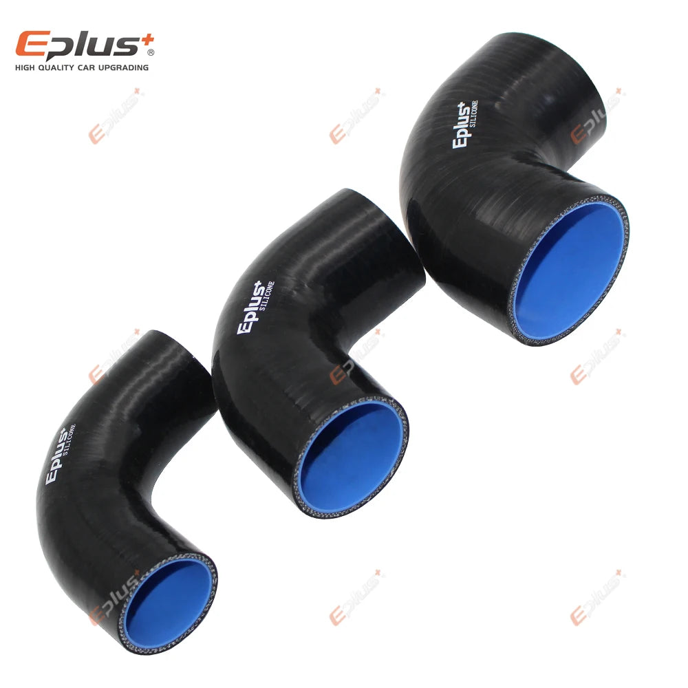 EPLUS Universal Silicone Tubing Hose 90 Degrees Connector Car Intercooler Turbo Intake Pipe Coupler Black Multi Size