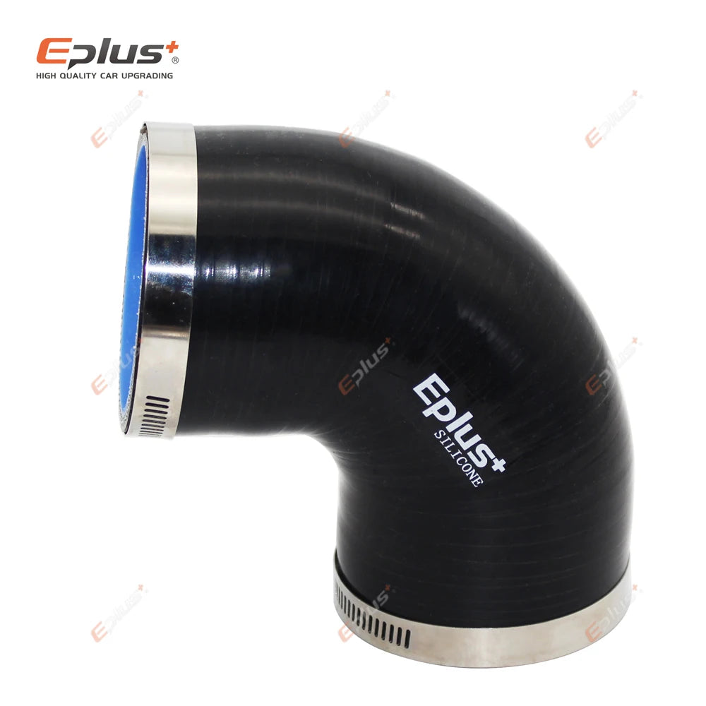 EPLUS Universal Silicone Tubing Hose Connector Intercooler Turbo Intake Pipe Coupler Hose 90 Degrees Multiple Sizes Black