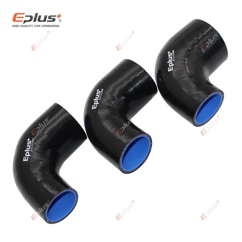 EPLUS Universal Silicone Tubing Hose 90 Degrees big to small Connector Car Intercooler Turbo Intake Pipe Coupler Black Multi Siz