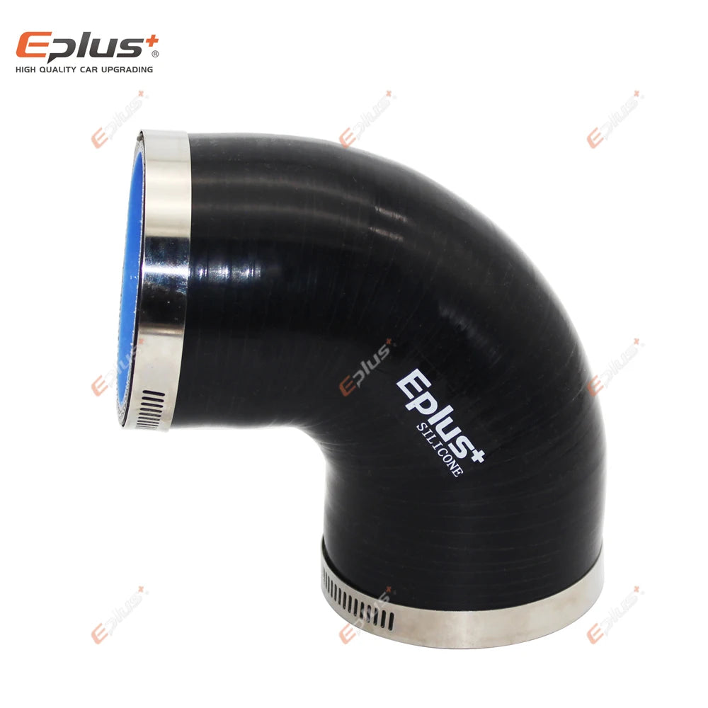 EPLUS Universal Silicone Tubing Hose 90 Degrees Connector Car Intercooler Turbo Intake Pipe Coupler Black Multi Size