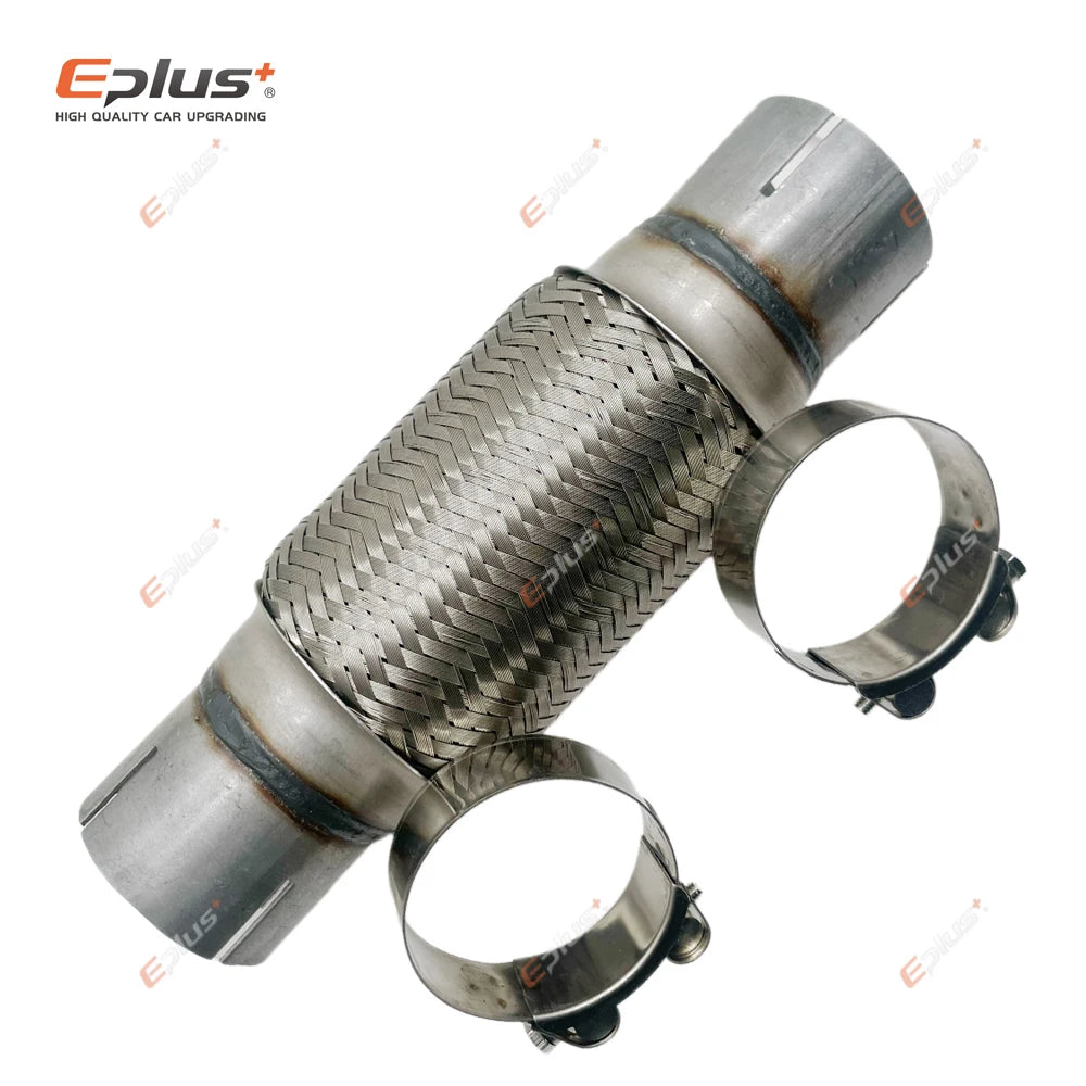 EPLUS Universal Car Exhaust Tube Telescopic Flexible Connection Braid Bellows Stainless Steel Muffler Pipe Connector Welded