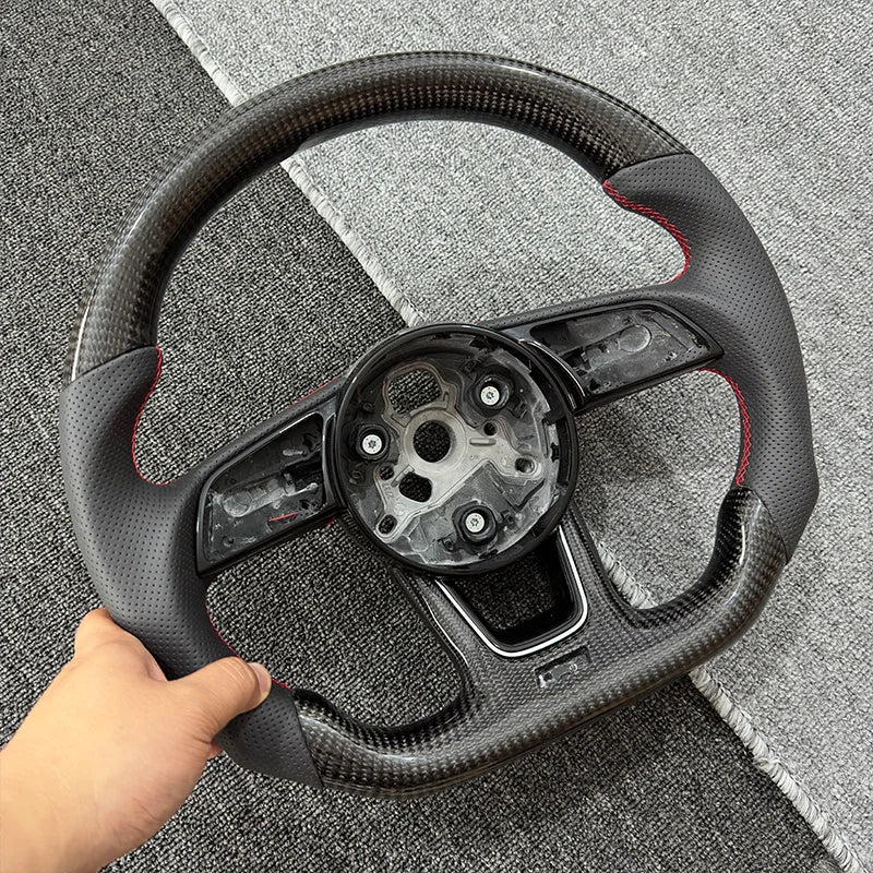 Fully Perforated Leather Steering Wheel Fully for Audi RS3 RS4 RS5 A3 A4 A5 S3 S4 S5 2017-2021