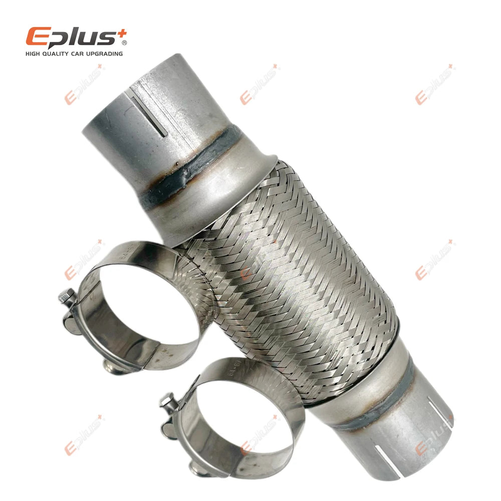 EPLUS Universal Car Exhaust Tube Telescopic Flexible Connection Braid Bellows Stainless Steel Muffler Pipe Connector Welded