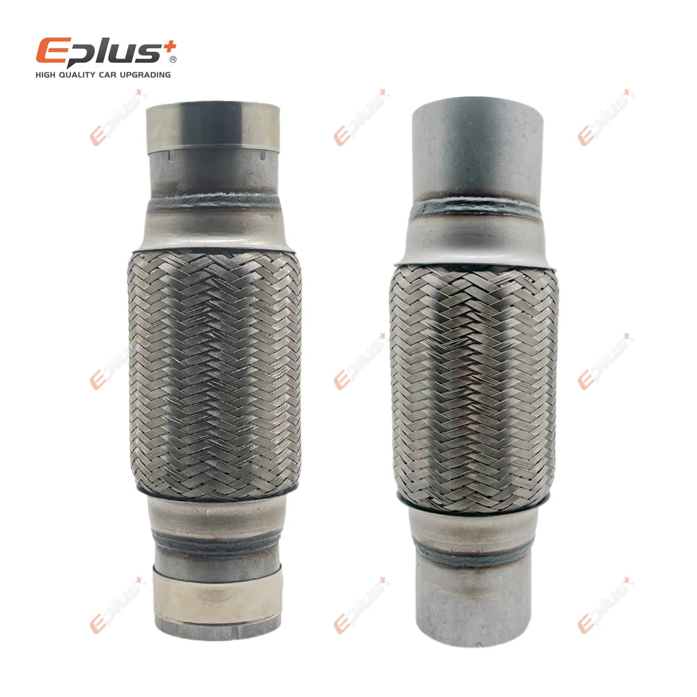 EPLUS Universal Car Exhaust Tube Telescopic Flexible Connection Braid Bellows Stainless Steel Muffler Pipe Connector Welded