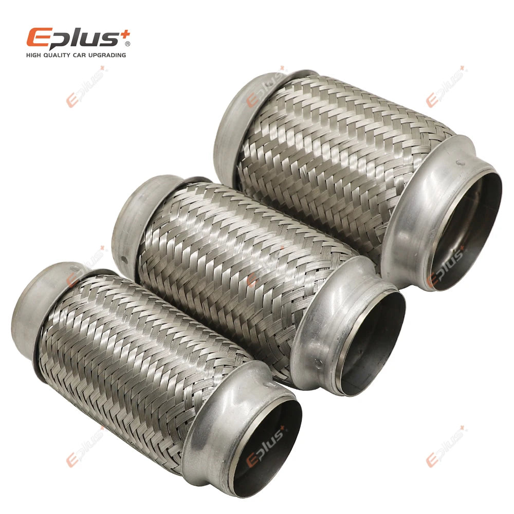 EPLUS Car Exhaust Tube Telescopic Flexible Connection Braid Bellows Stainless Steel Muffler Pipe Connector Welded Universal