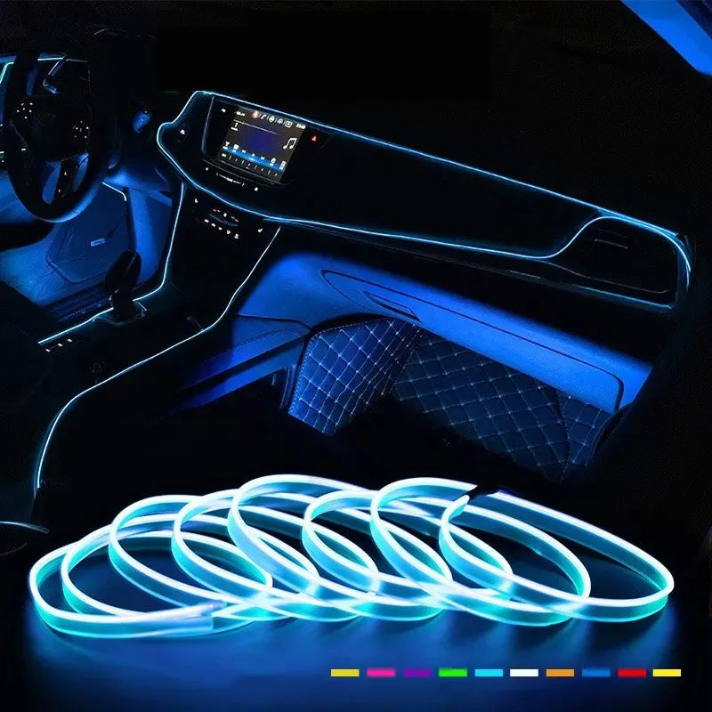 3M/5M LED Car Interior Decoration Light EL Wiring Neon Strip For Auto DIY Flexible Ambient Light with USB Drive Ambient Lamp