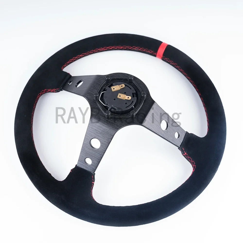 Universal 14 inch 350mm Suede/PVC Car Accessories Racing Steering wheels Deep Corn Drifting Sport Auto Steering Wheel With Logo