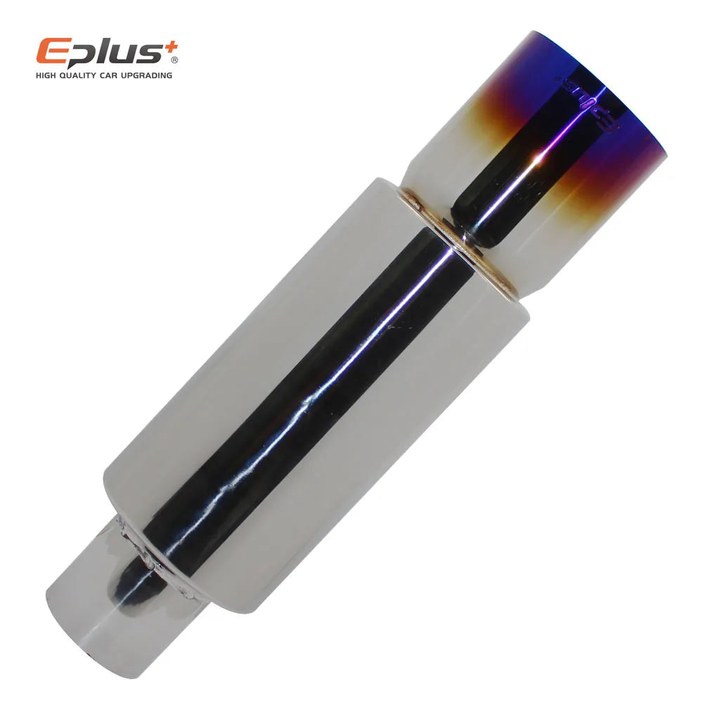 Japan Style Muffler "3" Exit, Silencer Straight Pipe,Blue Burned ,Titanium , Universal 51mm, 63mm 76mm