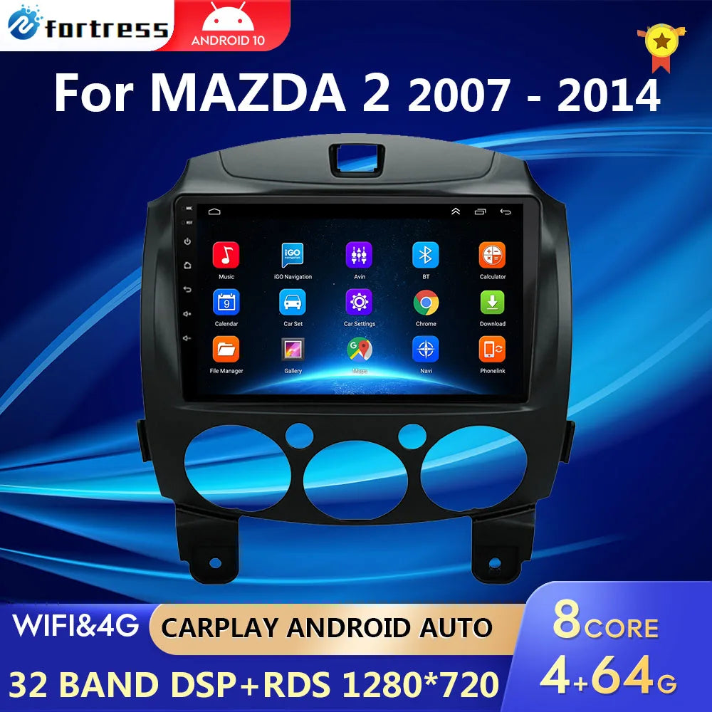 Car Android Radio Multimedia Player For MAZDA 2 Mazda2 2007 2008 2009 2010 2011 2012 2013 2014 GPS Navi 2din 2 din Autoradio